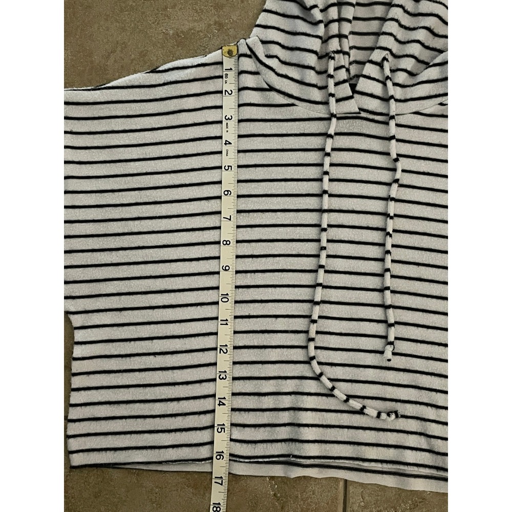 Californian Stitch Black & White Striped Cropped Hoodie Size M - Picture 4 of 7
